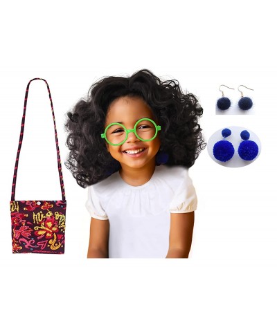 Girls Children Kids Ladies Cosplay Wig Dress Up Bag Green Glasses Blue Earrings Costume Accessories (Black) $23.15 Kids' Dres...