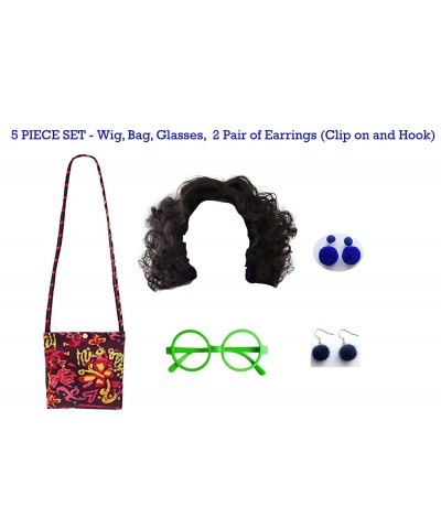 Girls Children Kids Ladies Cosplay Wig Dress Up Bag Green Glasses Blue Earrings Costume Accessories (Black) $23.15 Kids' Dres...