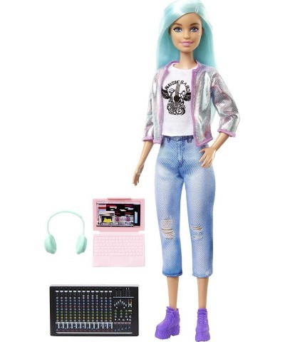 Career of the Year Music Producer Doll (12-in) Colorful Blue Hair Trendy Tee Jacket & Jeans Plus Sound Mixing Board Computer ...