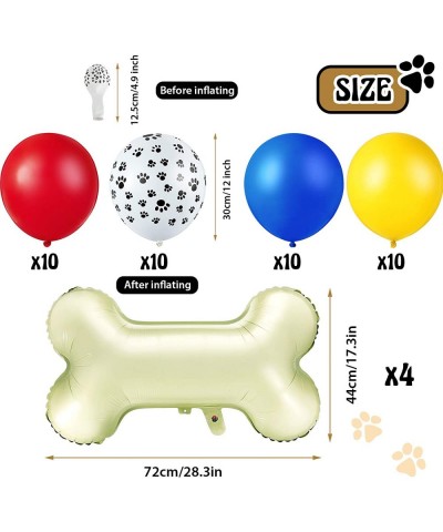 44 Pieces Dog Themed Balloons Decoration Including 40 Colorful Latex Balloons Dog Paw Print Balloons and 4 Bone Shaped Alumin...