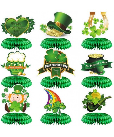 9 Pieces St. Patrick's Day Honeycomb Centerpiece 3D St Patricks Day Party Centerpieces Table Decorations Shamrock Leprechaun ...