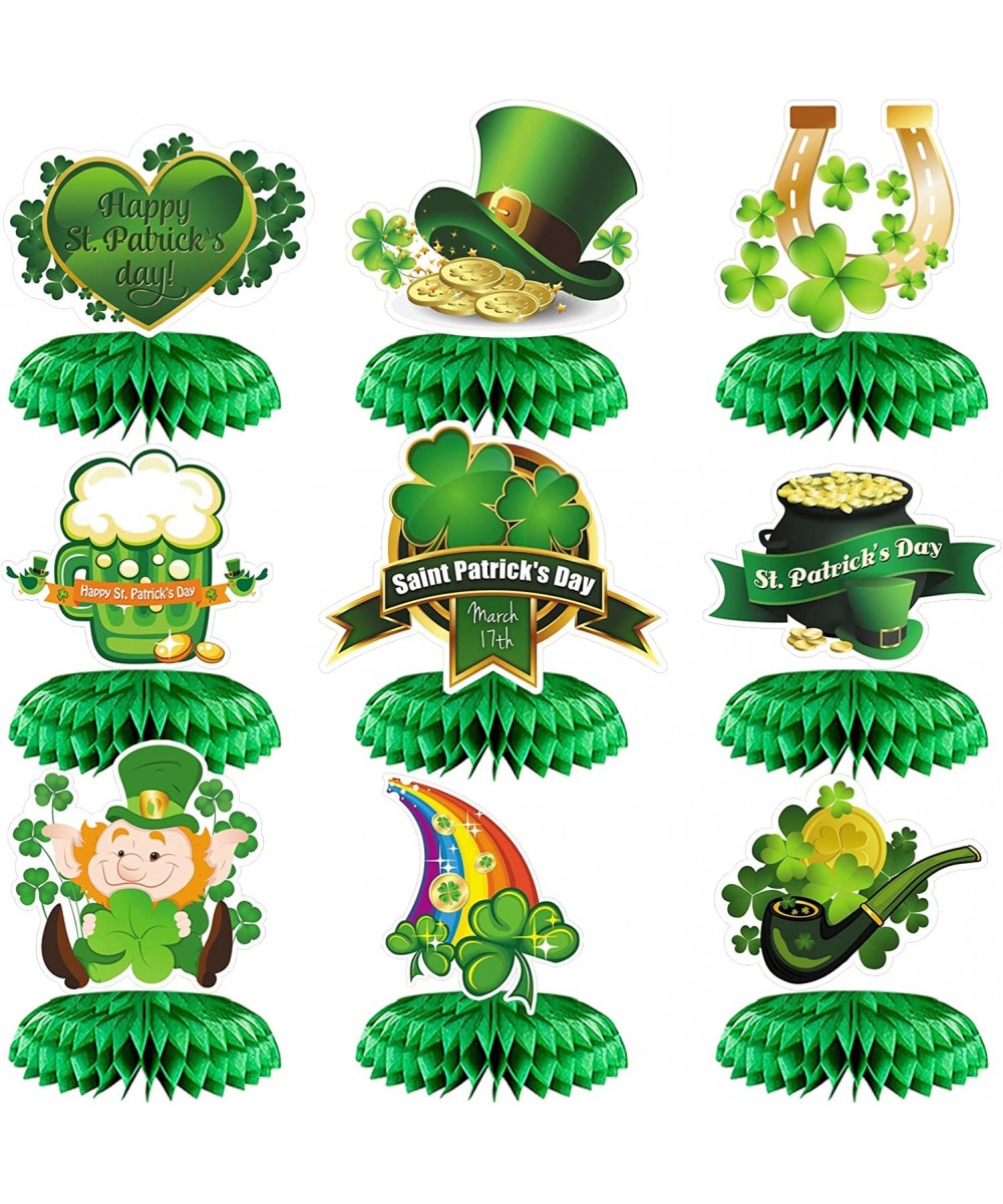 9 Pieces St. Patrick's Day Honeycomb Centerpiece 3D St Patricks Day Party Centerpieces Table Decorations Shamrock Leprechaun ...