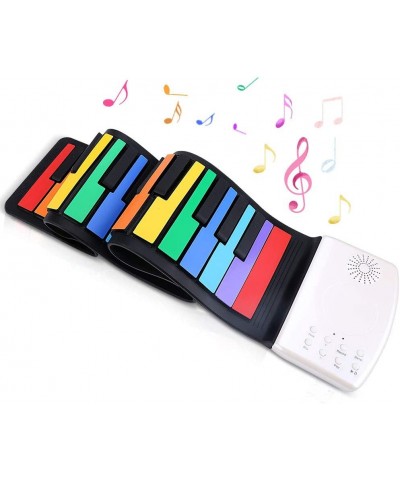 Rainbow Roll Up Piano 49 Keys Flexible Educational Electronic Piano Keyboard with Loud Speaker & 47 Tones Portable Toy Gift f...