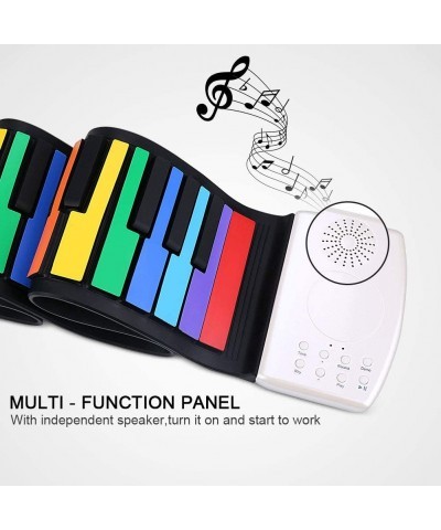 Rainbow Roll Up Piano 49 Keys Flexible Educational Electronic Piano Keyboard with Loud Speaker & 47 Tones Portable Toy Gift f...