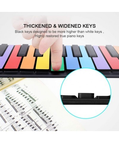 Rainbow Roll Up Piano 49 Keys Flexible Educational Electronic Piano Keyboard with Loud Speaker & 47 Tones Portable Toy Gift f...