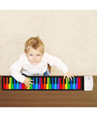 Rainbow Roll Up Piano 49 Keys Flexible Educational Electronic Piano Keyboard with Loud Speaker & 47 Tones Portable Toy Gift f...