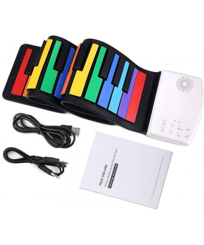 Rainbow Roll Up Piano 49 Keys Flexible Educational Electronic Piano Keyboard with Loud Speaker & 47 Tones Portable Toy Gift f...