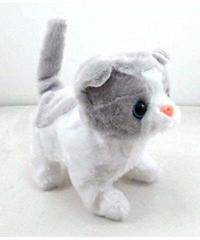 1pc pf Walking Moving Sounding Tail Curling Plush Baby Toy Mini Cat Kitten Random Color $23.74 Plush Interactive Toy Figures