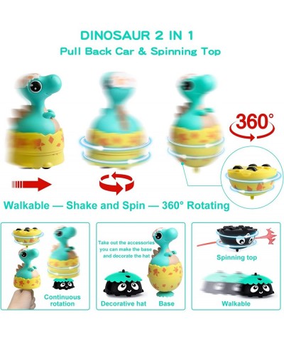 Dinosaur Toy Pull Back Cars Multi-Function 360° Rotating Spinning Top Gyro Cars Friction Powered Push and Go Cars for 3 4 5 6...