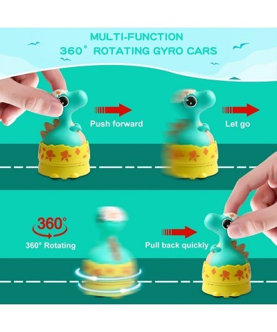 Dinosaur Toy Pull Back Cars Multi-Function 360° Rotating Spinning Top Gyro Cars Friction Powered Push and Go Cars for 3 4 5 6...