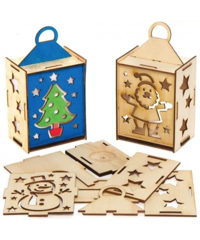 AX557 Christmas Wooden Lantern Kits - Pack of 3 Woodcraft Color in Painting Craft for Kids Art Activities This Festive Season...