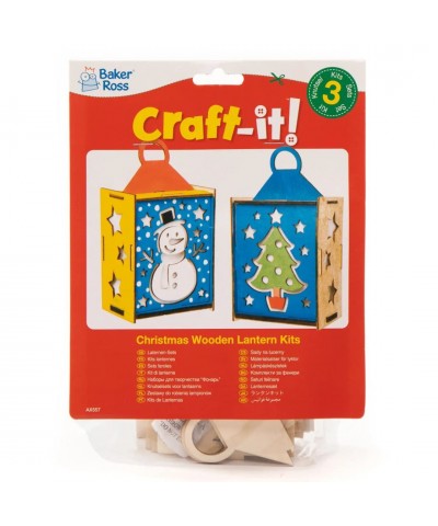 AX557 Christmas Wooden Lantern Kits - Pack of 3 Woodcraft Color in Painting Craft for Kids Art Activities This Festive Season...