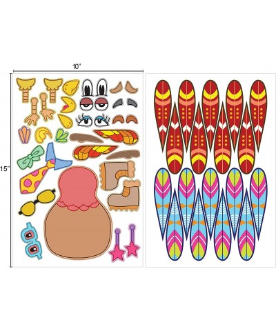 36 Pcs Thanksgiving Make-a-Turkey Sticker Crafts for Kids DIY Turkey Stickers with Different Designs Thanksgiving Activities ...