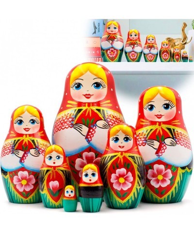 Russian Nesting Dolls Set of 7 pcs - Matryoshka Doll in Belarussian Traditional Sarafan Dress with Ornaments - Handmade Babou...