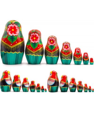 Russian Nesting Dolls Set of 7 pcs - Matryoshka Doll in Belarussian Traditional Sarafan Dress with Ornaments - Handmade Babou...