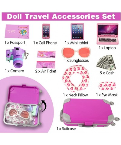 Doll Accessories Suitcase Luggage 16 Pcs Doll Travel Carrier Set 18 Inch Doll Suitcase Travel Luggage Doll Stuff Accessories ...