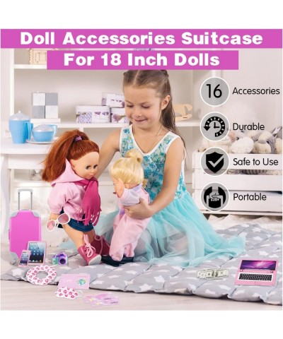 Doll Accessories Suitcase Luggage 16 Pcs Doll Travel Carrier Set 18 Inch Doll Suitcase Travel Luggage Doll Stuff Accessories ...