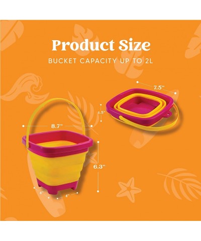 3 PCS Foldable Buckets with 3 Shovels Sand Bucket Water Bucket Sandbox Square Summer Party Foldable Pail Bucket Silicone Coll...