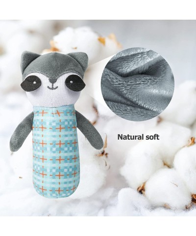 2 Pack Baby Rattle Toy Infant Soft Hand Grip Toys Stuffed Animal Raccoon Handbells Sensory Development Cute Plush Rattle Stro...