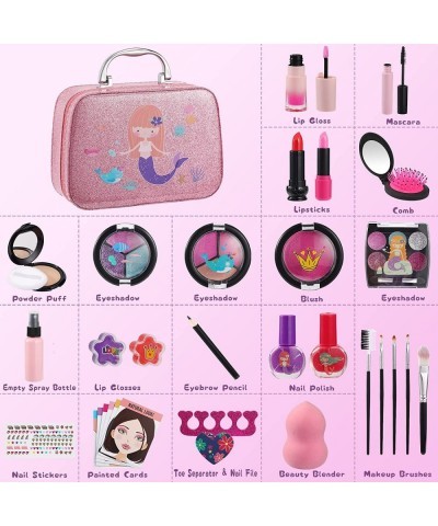 Kids Makeup Kit for Girls Washable Girls Makeup Kit with Cosmetic Case Real Girls Makeup Pretend Play Kids Makeup Set for Lit...