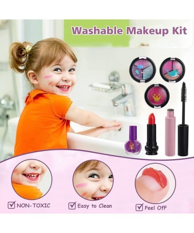 Kids Makeup Kit for Girls Washable Girls Makeup Kit with Cosmetic Case Real Girls Makeup Pretend Play Kids Makeup Set for Lit...