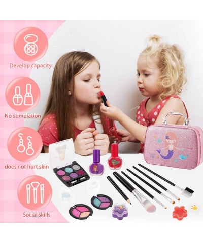 Kids Makeup Kit for Girls Washable Girls Makeup Kit with Cosmetic Case Real Girls Makeup Pretend Play Kids Makeup Set for Lit...