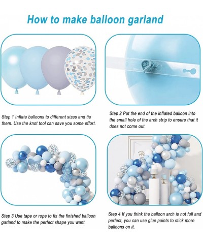 129Pcs Pastel Blue Balloons Arch Garland Kit 12"10"5" Blue Silver Gray Balloons Confetti Latex Balloons for Wedding Bridal Sh...