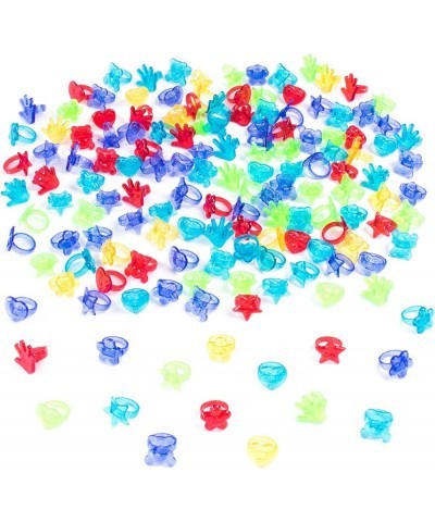 Colorful Assorted Plastic Glitter Toy Rings | Bag Of 144 Rings (Hearts Bears Stars Hands & Flowers) | Use As Party Favors Cak...