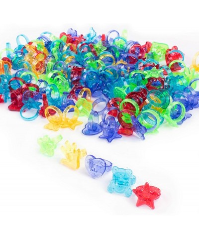 Colorful Assorted Plastic Glitter Toy Rings | Bag Of 144 Rings (Hearts Bears Stars Hands & Flowers) | Use As Party Favors Cak...