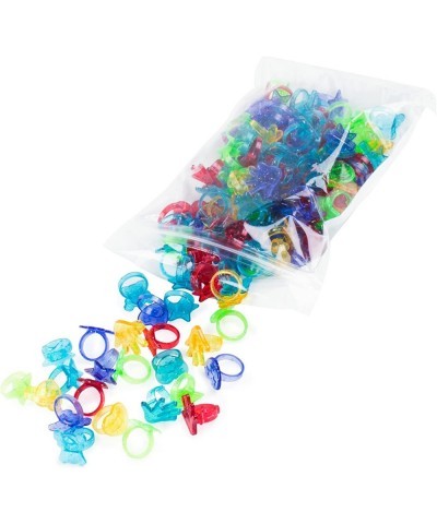 Colorful Assorted Plastic Glitter Toy Rings | Bag Of 144 Rings (Hearts Bears Stars Hands & Flowers) | Use As Party Favors Cak...