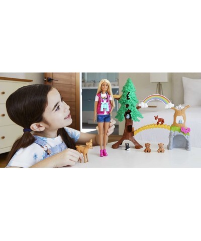 Wilderness Guide Interactive Playset with Blonde Doll (12-in) Outdoor Tree Bridge Overhead Rainbow 10 Animals & More Great Gi...