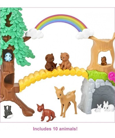 Wilderness Guide Interactive Playset with Blonde Doll (12-in) Outdoor Tree Bridge Overhead Rainbow 10 Animals & More Great Gi...