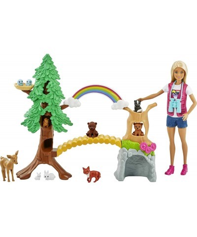 Wilderness Guide Interactive Playset with Blonde Doll (12-in) Outdoor Tree Bridge Overhead Rainbow 10 Animals & More Great Gi...