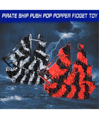 Popits Pirate Ship Pop Push It Fidget Toy Pirate Boat Push Bubble Sensory Toy Anxiety Stress Reliever for Priate Theme Party ...