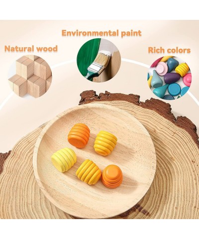 Rainbow Wooden Loose Parts Toys Set Sensory Play Set 9 Shapes 27 Colors Colorful Early Educational Montessori Toys for Toddle...