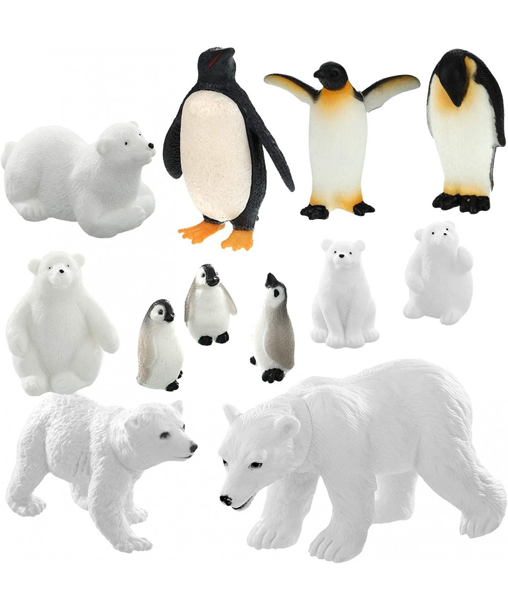 12 Pieces Realistic Polar Animal Figurines Arctic Toys Polar Animal Figures Set Includes 6 Pieces Polar Animal Bear Figurines...