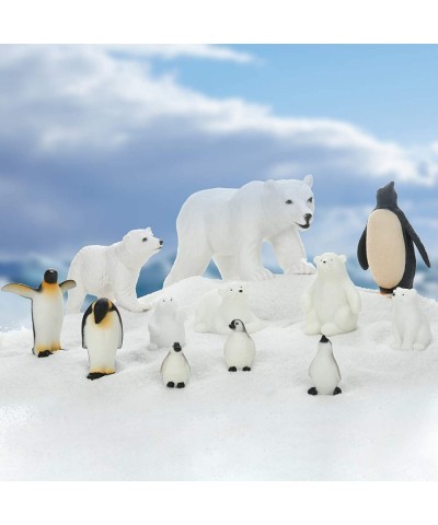 12 Pieces Realistic Polar Animal Figurines Arctic Toys Polar Animal Figures Set Includes 6 Pieces Polar Animal Bear Figurines...