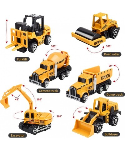 Construction Vehicles Toys Set for Kids Toddlers w/ Crane Excavator Forklift Dump Trucks Bulldozer Cement Truck Road Roller A...