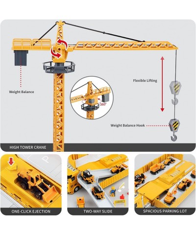 Construction Vehicles Toys Set for Kids Toddlers w/ Crane Excavator Forklift Dump Trucks Bulldozer Cement Truck Road Roller A...