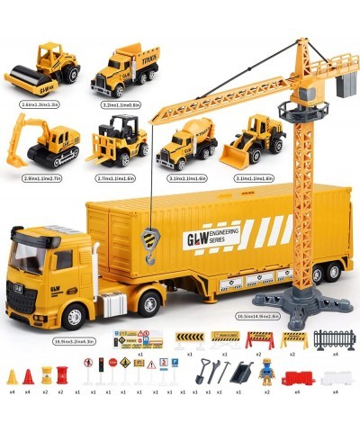 Construction Vehicles Toys Set for Kids Toddlers w/ Crane Excavator Forklift Dump Trucks Bulldozer Cement Truck Road Roller A...