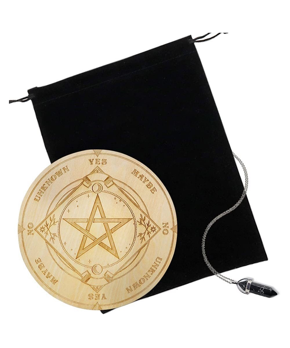 3Pcs Star Pendulum Board Wooden Divination Board with a Crystal Dowsing Pendulum Necklace Divination Metaphysical Message Boa...