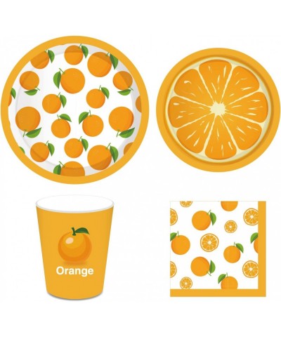 68Pcs Orange Baby Shower Plates Orange Theme Party Supplies with Orange Citrus Paper Dinner Plates Napkins Cups Tableware Set...