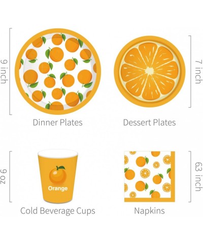 68Pcs Orange Baby Shower Plates Orange Theme Party Supplies with Orange Citrus Paper Dinner Plates Napkins Cups Tableware Set...