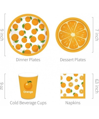 68Pcs Orange Baby Shower Plates Orange Theme Party Supplies with Orange Citrus Paper Dinner Plates Napkins Cups Tableware Set...