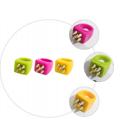 3pcs Resin Colorful Rings Cute Resin Plain Rings Simple Resin Finger Ring Creative Fashion Ring Girl Finger Decoration for Gi...