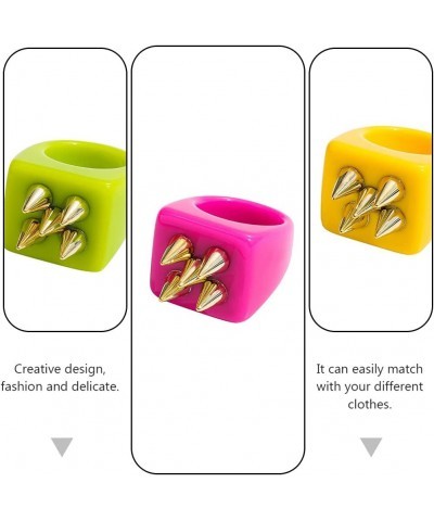 3pcs Resin Colorful Rings Cute Resin Plain Rings Simple Resin Finger Ring Creative Fashion Ring Girl Finger Decoration for Gi...