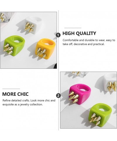 3pcs Resin Colorful Rings Cute Resin Plain Rings Simple Resin Finger Ring Creative Fashion Ring Girl Finger Decoration for Gi...