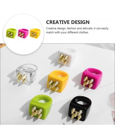 3pcs Resin Colorful Rings Cute Resin Plain Rings Simple Resin Finger Ring Creative Fashion Ring Girl Finger Decoration for Gi...