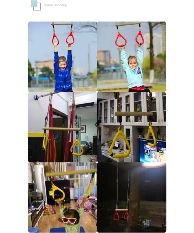 Wooden Trapeze with Plastic Gym Rings - Outdoor N Indoor Playground 2 in 1 Swing Set Accessories for Kids (Green). $47.47 Pla...