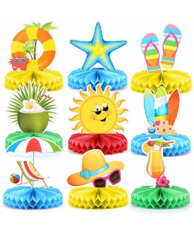 9 Pcs Beach Honeycomb Centerpieces Beach Party Decorations Summer Pool Party Table Toppers Tropical Hawaiian Aloha Luau Theme...